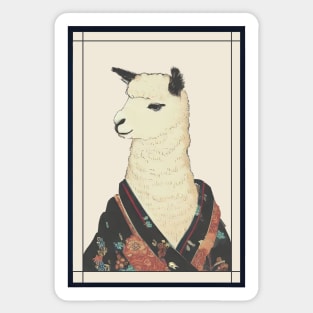 Alpaca with kimono japanese vintage Sticker